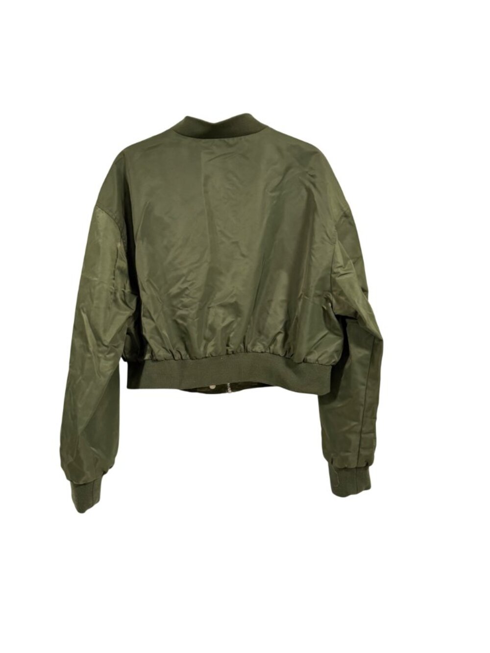 Anthro Pilcro Cropped Bomber Jacket in Moss Satin Size L - Picture 6 of 9